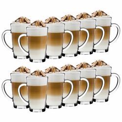 Szklanki do kawy Tadar Latte Macchiato 320 ml 12 sztuk i spieniacz do mleka