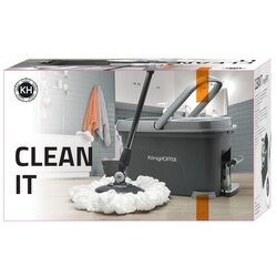 Wiadro plastikowe z pedałem i mop obrotowy KonigHOFFER Clean It +zapas