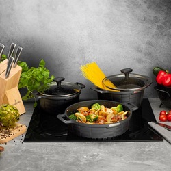 Garnek na indukcję z powłoką marmurową i pokrywką Starke Pro Crows Marble 6,2 l