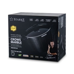 Garnek wysoki na indukcję z powłoką marmurową i pokrywką Starke Pro Crows Marble 6,5 l