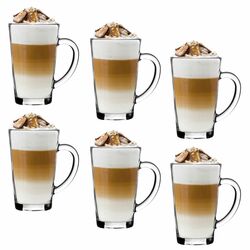 Szklanki do kawy Tadar Latte Macchiato 320 ml 12 sztuk i spieniacz do mleka