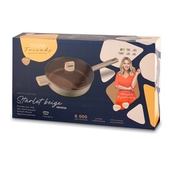 Patelnia głęboka na indukcję z pokrywką Starke Pro Starlet Beige 28 x 8 cm