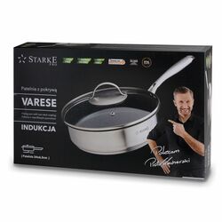 Patelnia na indukcję nierdzewna z pokrywką Starke Pro Varese 24 cm