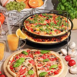Komplet 3 blach do pizzy ze stojakiem Tadar Appetito 32 cm