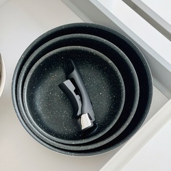 Komplet patelni głębokich z odpinaną rączką Konighoffer Spinel Black 20 / 24 / 28 cm indukcja