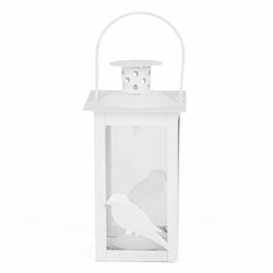 Lampion metalowy Tadar Bird 7,5 x 7,5 x 18 cm biały