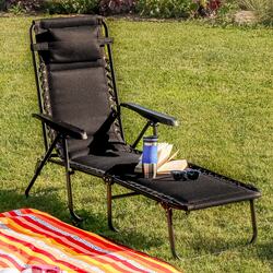 Leżanka leżak ogrodowy plażowy Tadar 6 pozycji 63 x 182 x 55 cm czarny