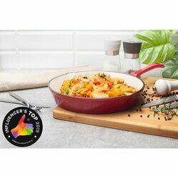 Patelnia żeliwna emaliowana Konighoffer 24 cm okrągła wiśniowa