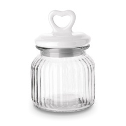 Słoik ozdobny z pokrywką ceramiczną Tadar Serce 650 ml okrągły