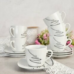 Zestaw filiżanek do kawy Tadar Wstęga 12 elementów porcelanowy