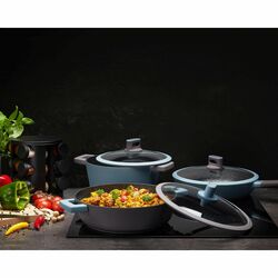 Zestaw garnków aluminiowych z powłoką marmurową Starke Pro Altivo 10 elementów