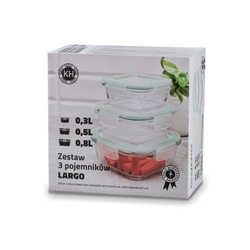 Szklane pojemniki na żywność Konighoffer Largo 350 ml 500 ml 800 ml kwadratowe