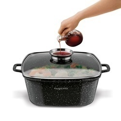 Garnek ceramiczny Konighoffer Kingstone 28 cm kwadratowy z aromatyzerem i 2 nakładki