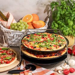 Komplet 3 blach do pizzy ze stojakiem Tadar Appetito 32 cm