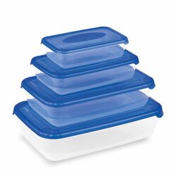 Komplet 4 pojemników na żywność Plast Team Polar 0,46 l 0,9 l 1,9 l 3 l prostokątne