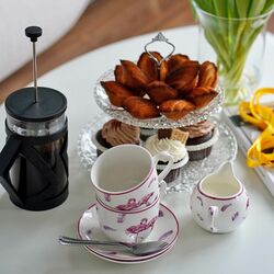 Komplet dwóch filiżanek porcelanowych ze spodkami Tadar Flamingo 250 ml