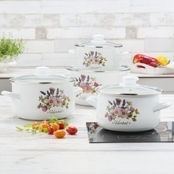 Komplet garnków emaliowanych Tadar Herbal 8 elementów