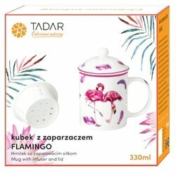 Kubek porcelanowy z zaparzaczem Tadar Flamingo 330 ml