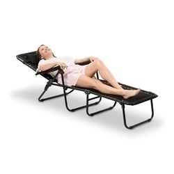 Leżanka leżak ogrodowy plażowy Tadar 6 pozycji 63 x 182 x 55 cm czarny