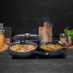 Patelnia WOK na indukcję z pokrywką Starke Pro Taylor Marble 32 cm