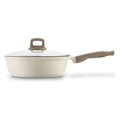Patelnia z powłoką ceramiczną na indukcję Konighoffer Rosti z pokrywką 28 cm kremowa