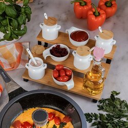 Stojak na przyprawy 3-poziomowy Tadar Bambus 32 x 23,5 x 9,6 cm