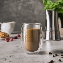 Szklanki termiczne do kawy Tadar Sublime 300 ml 6 szt. i 6 złotych łyżeczek koktajlowych