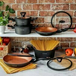 Zestaw garnków na indukcję z powłoką marmurową Starke Pro Dark Copper 10 elementów