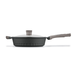 Patelnia głęboka na indukcję marmurowa z pokrywką Starke Pro Embossed 28 x 7,5 cm