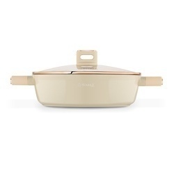 Patelnia krótkie uchwyty z pokrywką Starke Pro Starlet Beige 28x8 cm