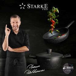 Patelnia na indukcję non-stick z pokrywką Starke Pro Sirius 24 cm głęboka