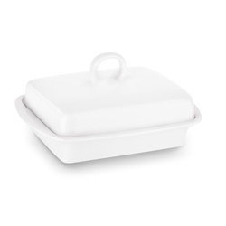 Maselniczka porcelanowa z pokrywką Tadar Ceramic 16,5 x 12 cm biała