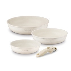 Zestaw 3 patelni Starke Pro Compacti Cream 4 elementy odpinany uchwyt