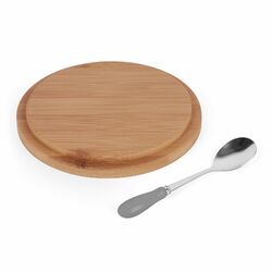 Cukiernica porcelanowa z pokrywką i łyżeczką Konighoffer 14,5 x 5 cm szara