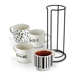 Komplet kubków na stojaku Tadar Decor 300 ml 4 sztuki