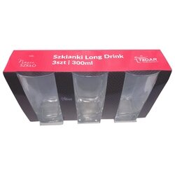 Komplet trzech szklanek kwadratowych Tadar Long Drink 300 ml