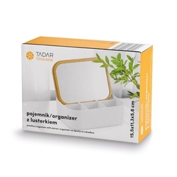 Organizer na biżuterię z lusterkiem i pokrywką bambusową Tadar 6 przegródek