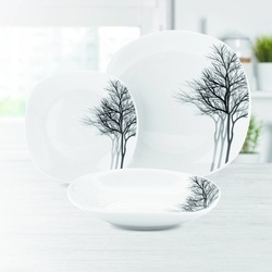 Zestaw kwadratowych talerzy porcelanowych Tadar Zima 18 elementów