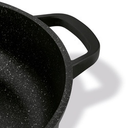 Patelnia na indukcję marmurowa z pokrywką krótkie uchwyty Starke Pro Ochre 28 cm
