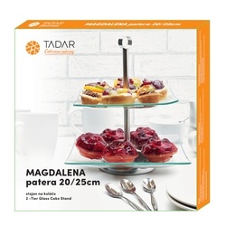 Patera szklana Tadar Magdalena 20/25 cm kwadratowa dwupoziomowa
