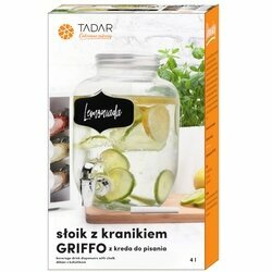 Słoik z kranikiem z etykietą do pisania kredą Tadar Griffo 4 l