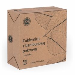 Cukiernica porcelanowa z pokrywką i łyżeczką Konighoffer 14,5 x 5 cm szara