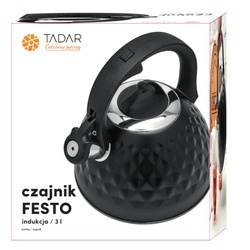 Czajnik nierdzewny na indukcję Tadar Festo 3 l czarny mat