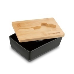 Maselniczka porcelanowa NBC z pokrywką i nożykiem Konighoffer 15,8 x 11 x 6 cm czarna