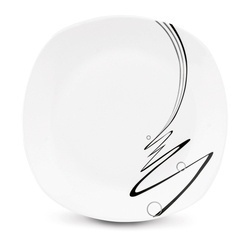 Zestaw kwadratowych talerzy porcelanowych Tadar Wstęga 18 elementów