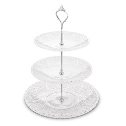 Patera szklana Tadar Catalina okrągła trzypoziomowa 15/20/25 cm