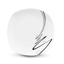 Zestaw kwadratowych talerzy porcelanowych Tadar Wstęga 18 elementów